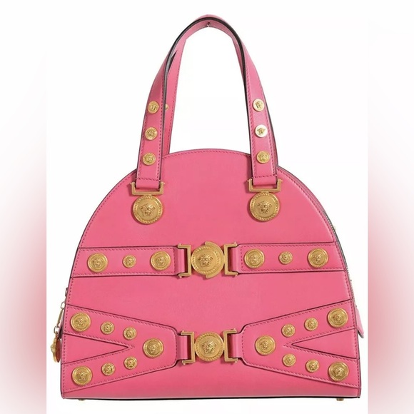 Versace Handbags - VERSACE TRIBUTE LINE Pink leather handbag With gold Medusa medallions NWT